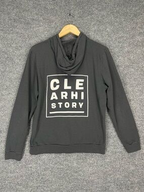 Marine Layer Hoodie Sweatshirt Men’s M Charcoal Gray Graphic Cotton Fleece USA